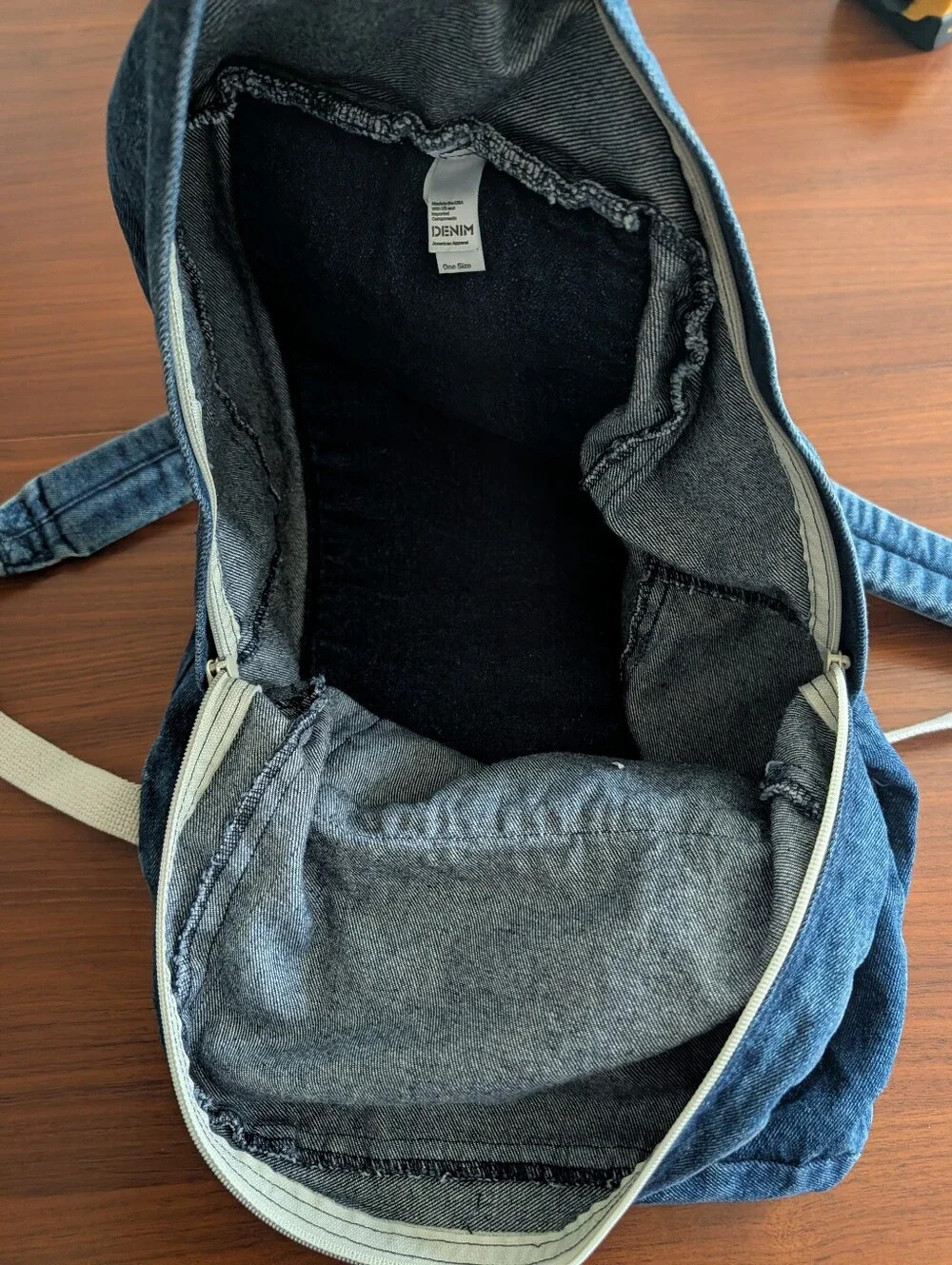 American Apparel Blue Denim Backpack Pre Owned